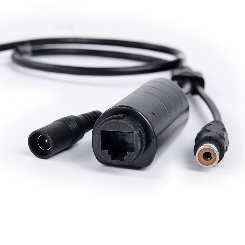 FS5712R 12V1A 10/100M IP66 Waterproof Black PoE Cable with Audio Jack For IPC