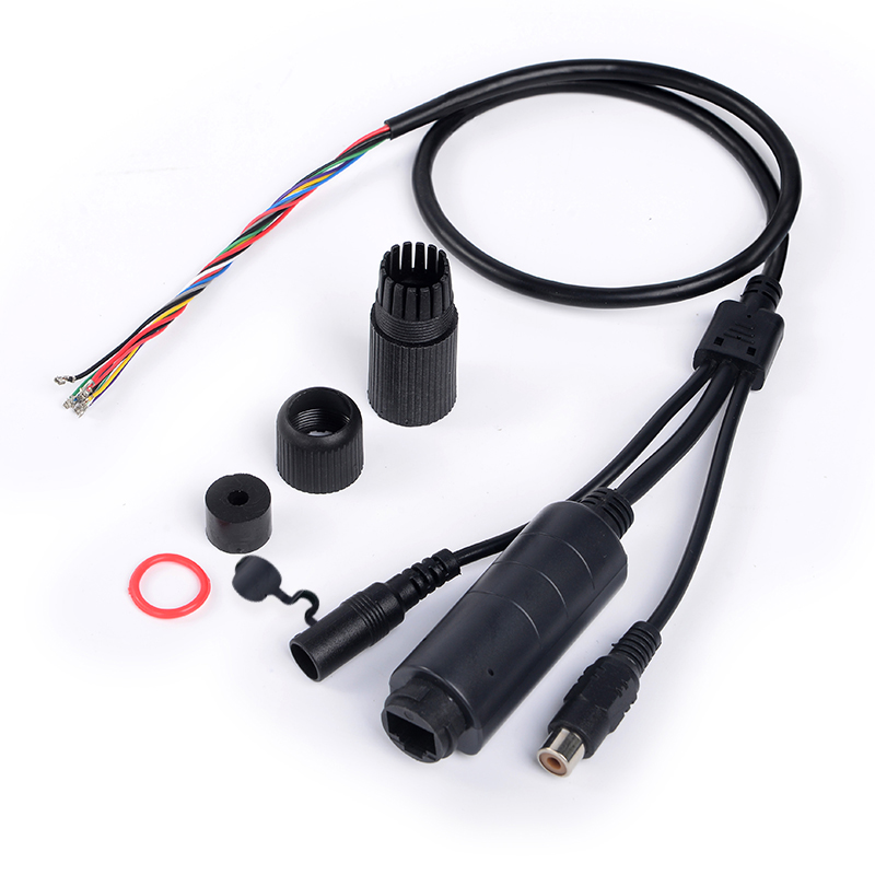 FS5712R 12V1A 10/100M IP66 Waterproof Black PoE Cable with Audio Jack For IPC