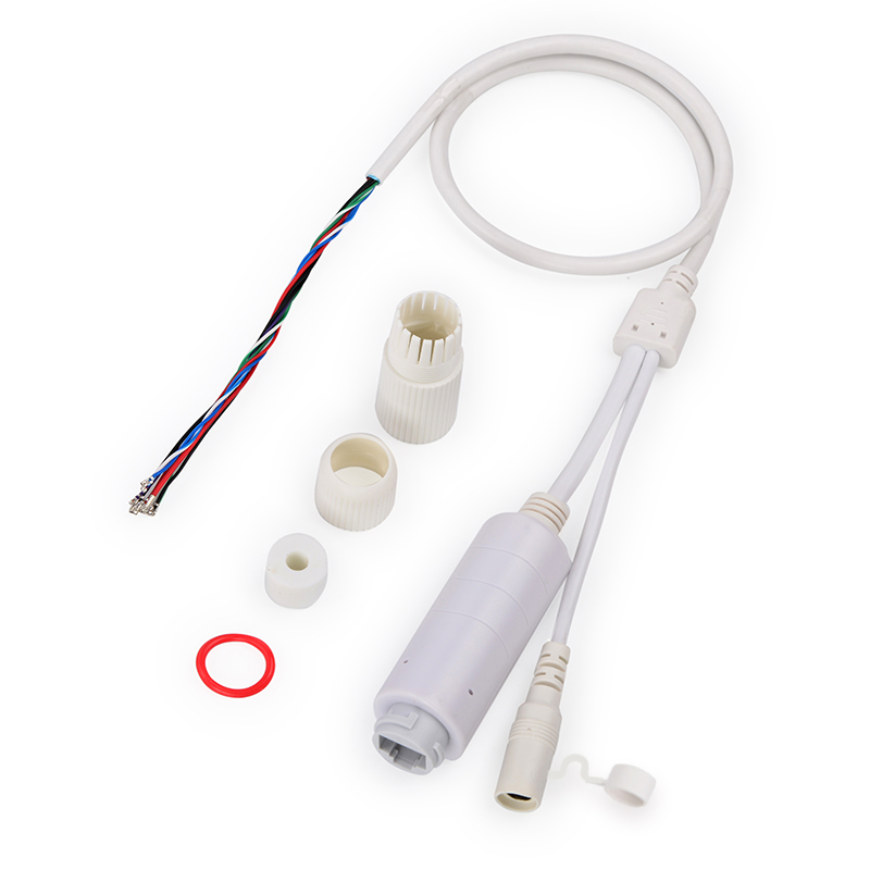 FS5712DW 12V1A 10/100M IP66 Waterproof White PoE Cable For IPC