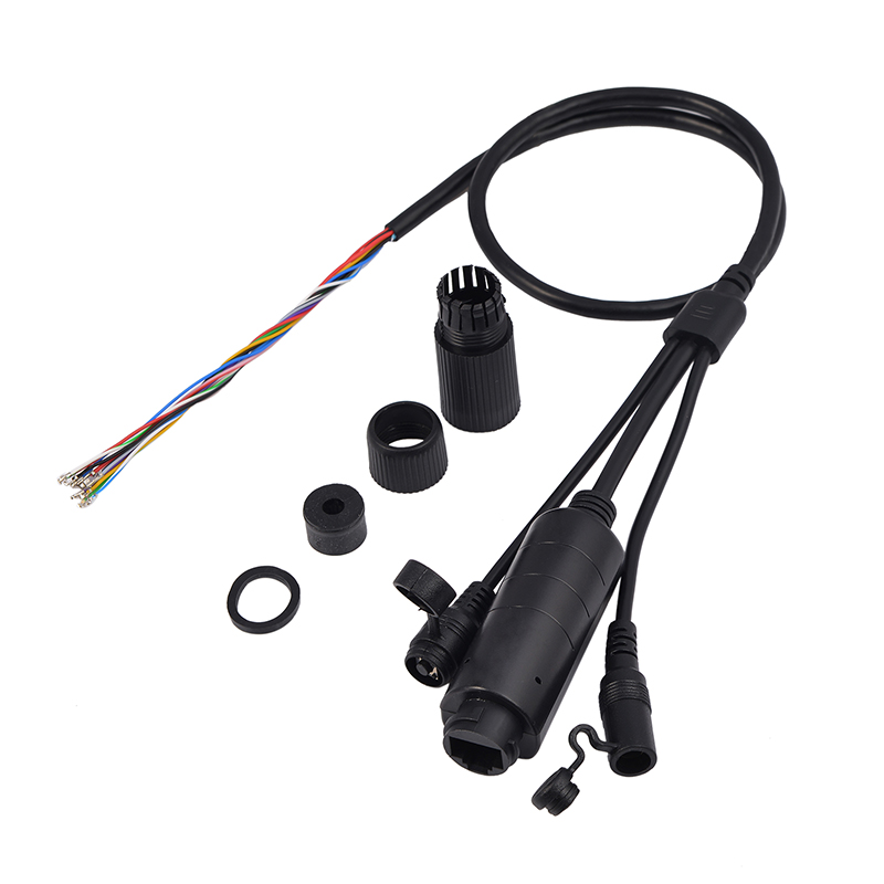 FS5712FW 12V1A 10/100M IP66 Waterproof PoE Cable with Reset Button For IPC