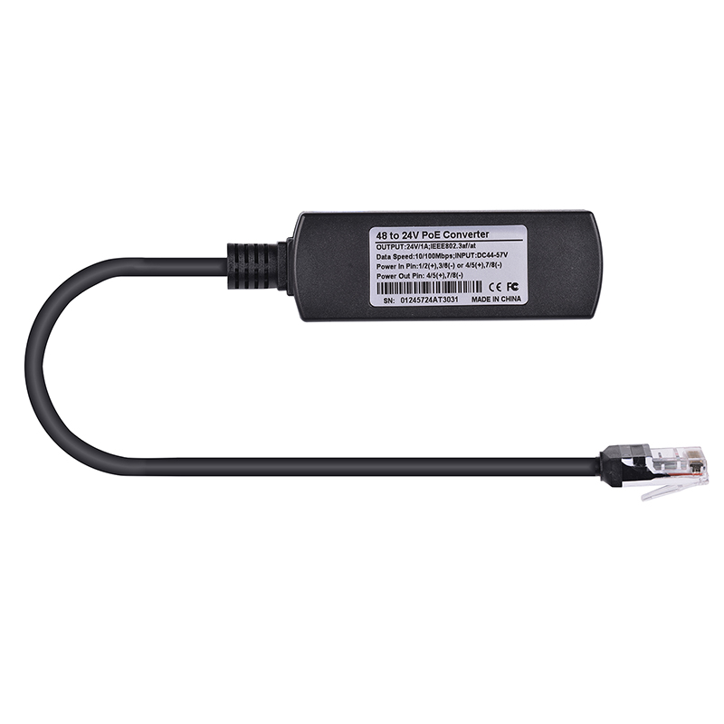 PS5724AT-RJ 10/100M 24V1A RJ45 Jack 48V to 24V PoE Converter
