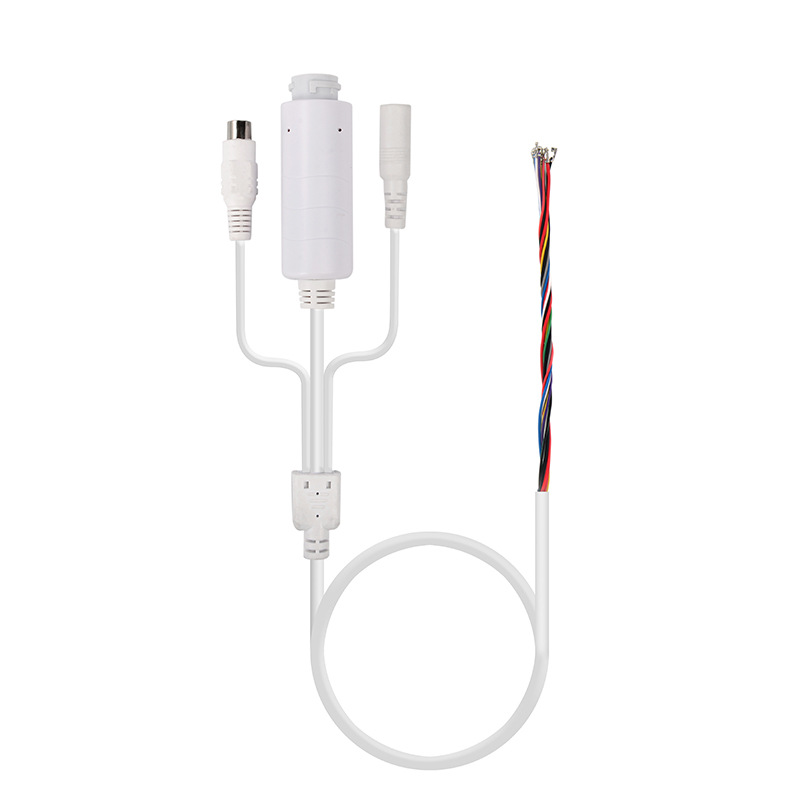 FS5712RW 12V1A 10/100M IP66 Waterproof White PoE Cable with Audio Jack For IPC
