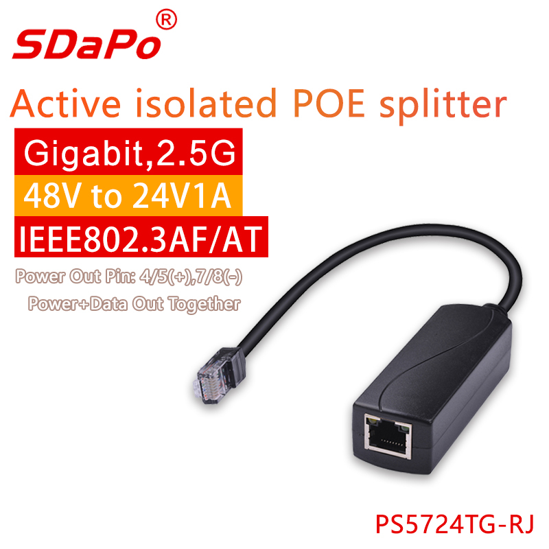 PS5724TG-RJ 2.5Gbps 24V1A RJ45 Jack 48V to 24V PoE Converter
