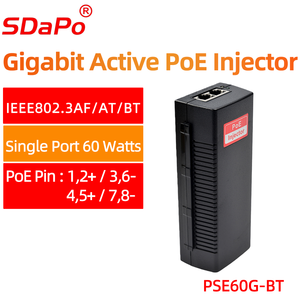 PSE60G-BT PoE++ Gigabit Single Port 60W PoE Injector